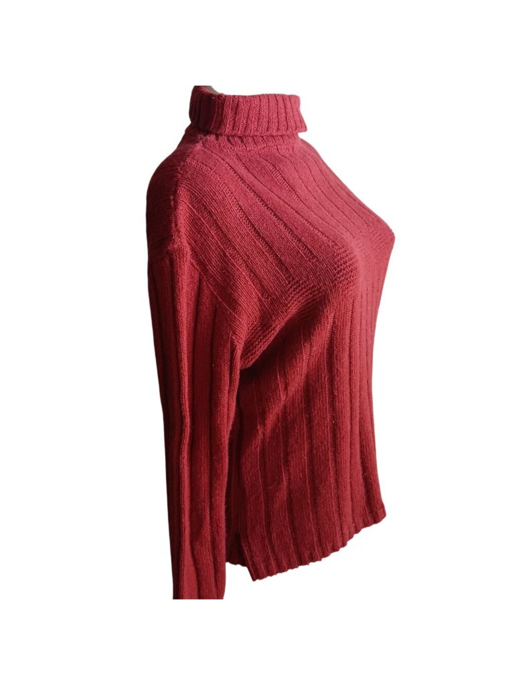 True Vintage Medium Turtleneck Sweater 1970's Rusty Red Ribbed Knit Velma Boho